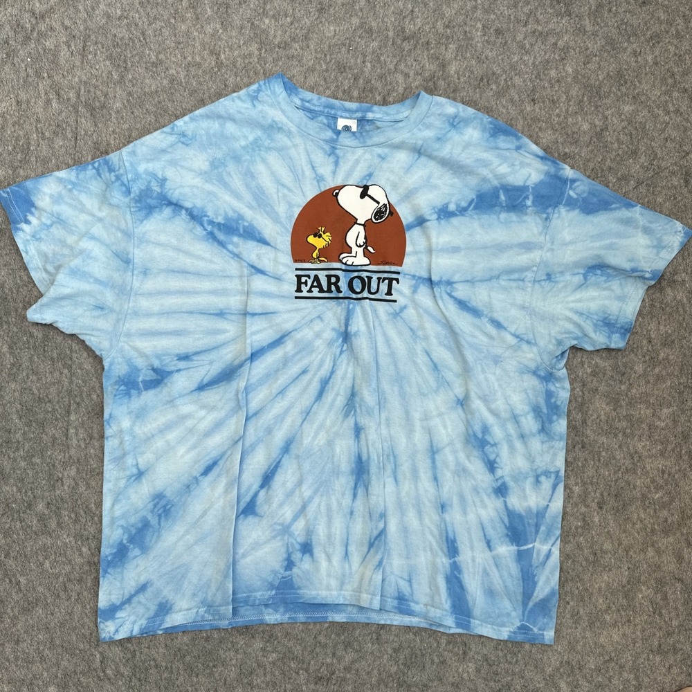 Snoopy Blue Tie Dye T-Shirt Far Out Color tone Size 3XL